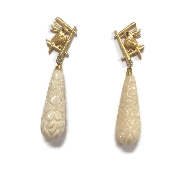 Cockatoo Earrings - Ivory
