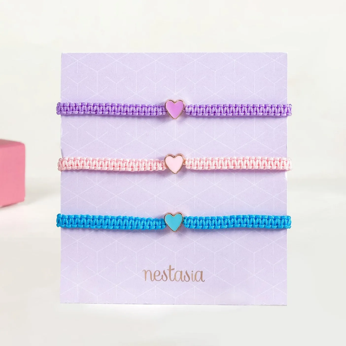 Colourful Hearts Thread Bracelet Set Of 3