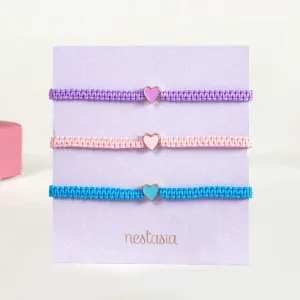 Colourful Hearts Thread Bracelet Set Of 3