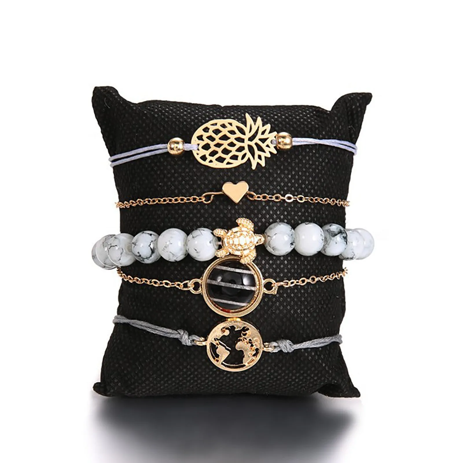 Combo of 5 Multi Designs Copper Charm Bracelets