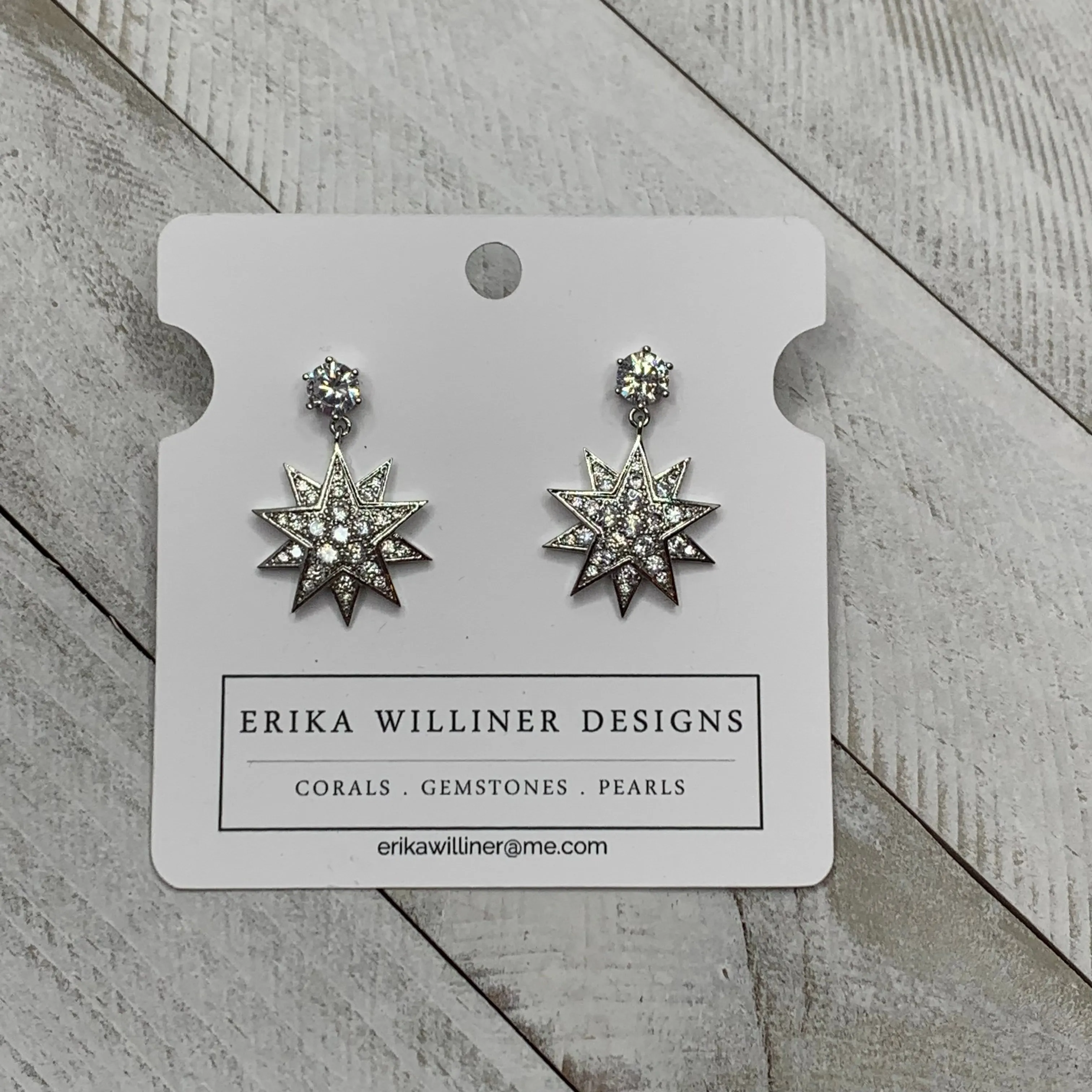 Compass Stars with CZ Embellishment Earrings 210-11 | Erika Williner Designs
