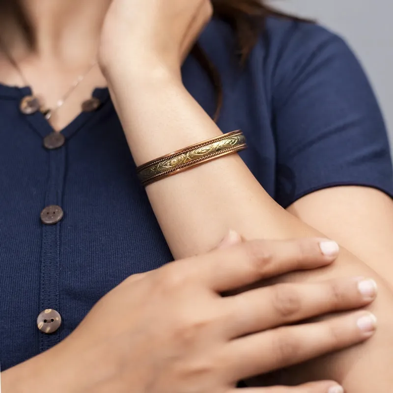 Copper Bracelet for Men and Women 99.9% Pure Copper Fashion Bangle 6.8" Adjustable Size Healthy Bracelet