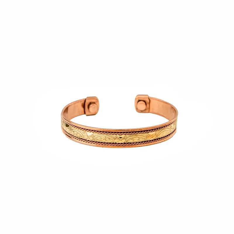 Copper Bracelet for Men and Women 99.9% Pure Copper Fashion Bangle 6.8" Adjustable Size Healthy Bracelet