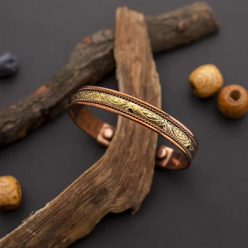 Copper Bracelet for Men and Women 99.9% Pure Copper Fashion Bangle 6.8" Adjustable Size Healthy Bracelet