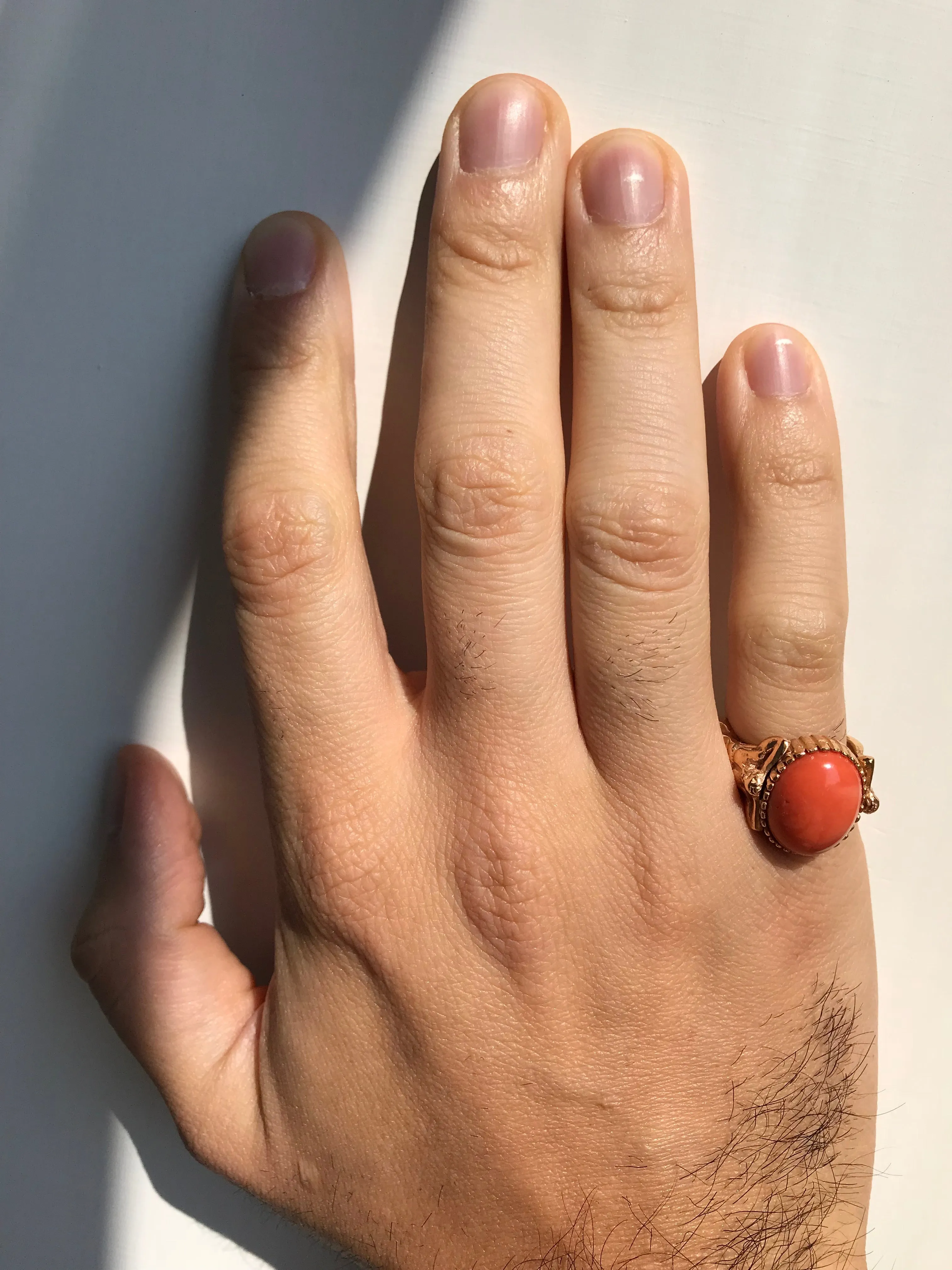 Coral Gold Sculptural Man Body Dome Gold Ring