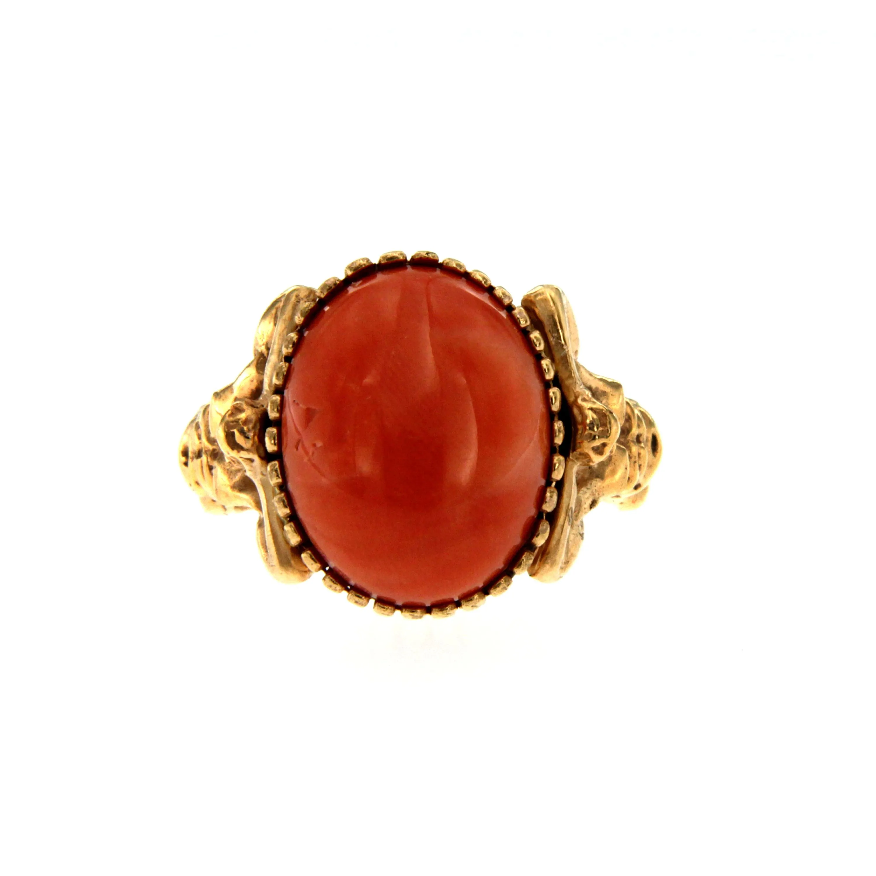 Coral Gold Sculptural Man Body Dome Gold Ring