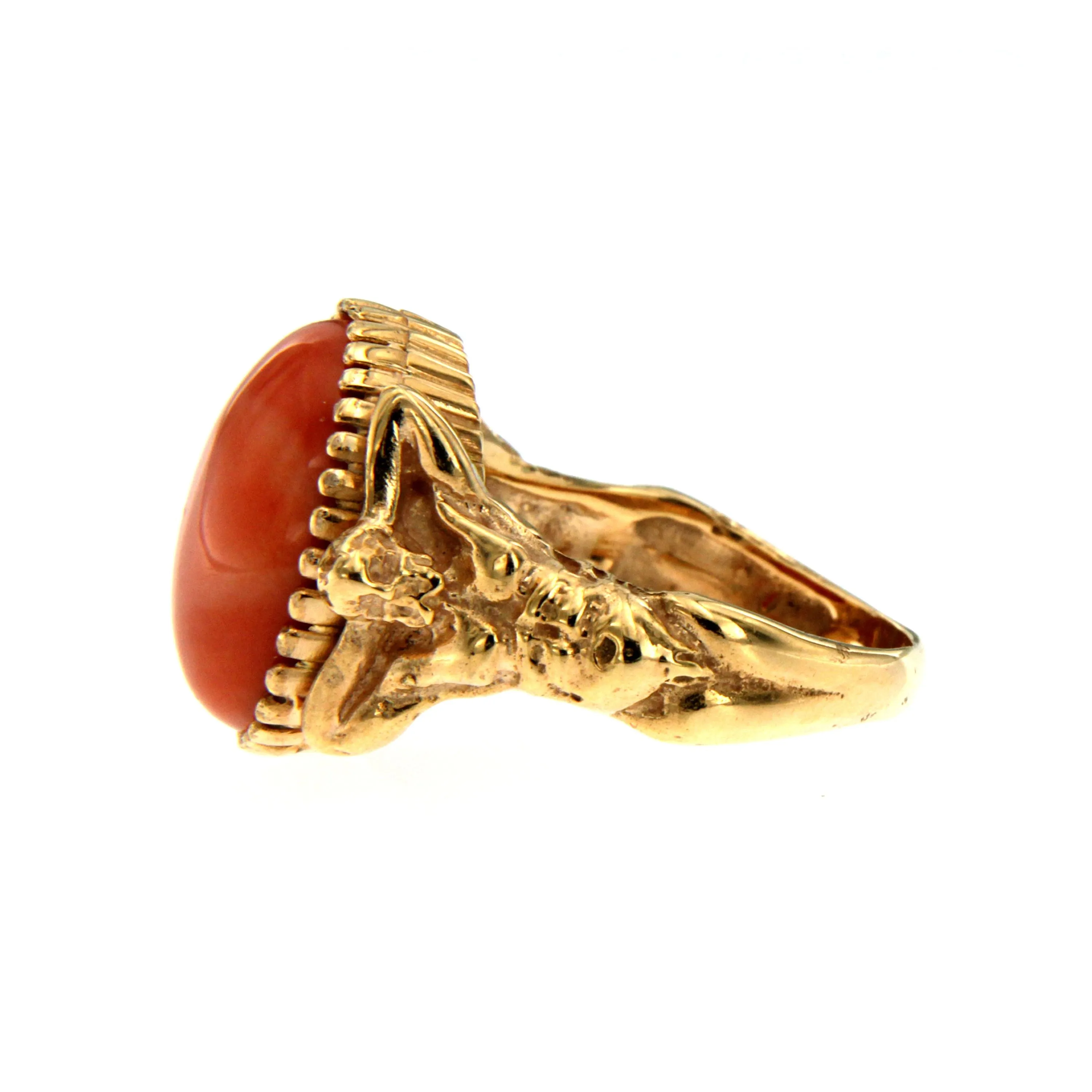 Coral Gold Sculptural Man Body Dome Gold Ring