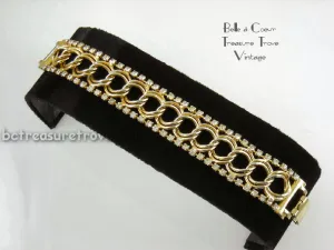 Coro Bracelet Goldtone Link & Rhinestone Vintage