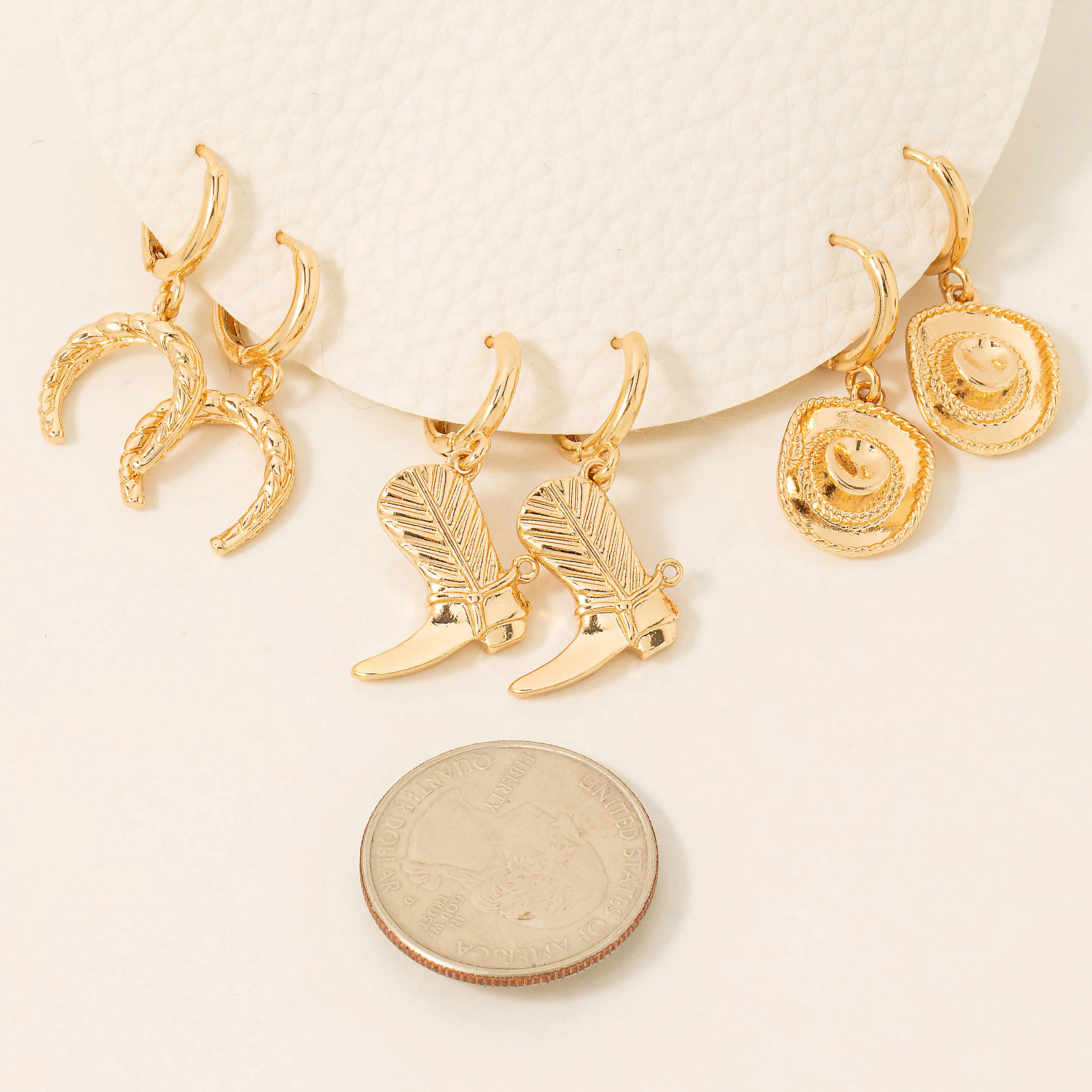 Cowboy Theme Charms Hoop Earrings Set