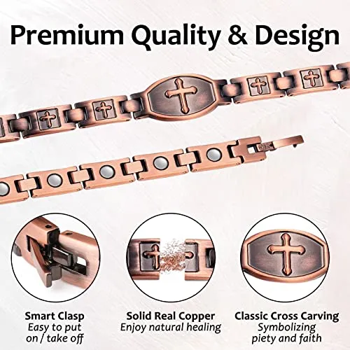 Cross Copper Bracelet for Women for 99.99% Solid Copper Magnetic Bracelets