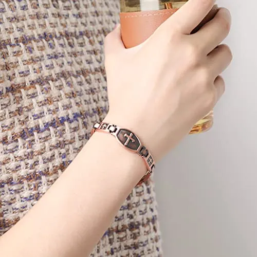 Cross Copper Bracelet for Women for 99.99% Solid Copper Magnetic Bracelets