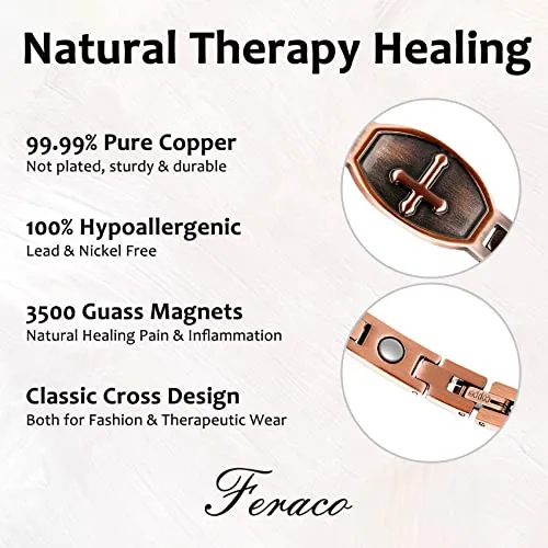 Cross Copper Bracelet for Women for 99.99% Solid Copper Magnetic Bracelets