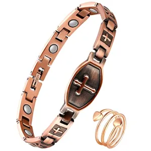 Cross Copper Bracelet for Women for 99.99% Solid Copper Magnetic Bracelets