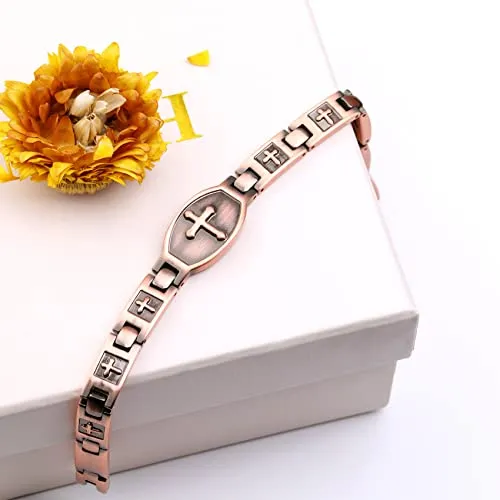 Cross Copper Bracelet for Women for 99.99% Solid Copper Magnetic Bracelets