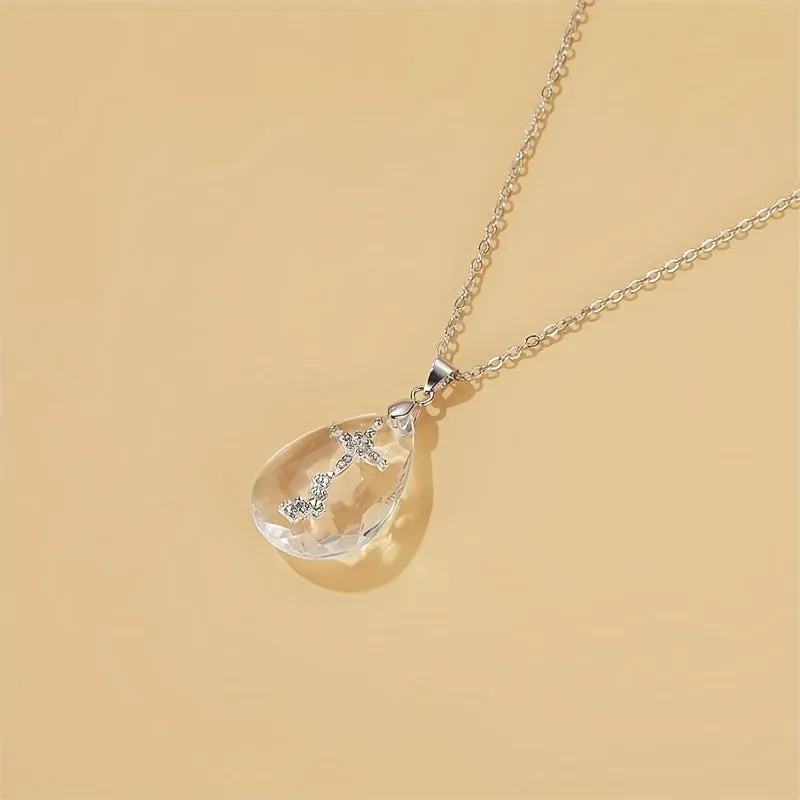 Crystal Cross Heavenly Ladder Pendant Necklace