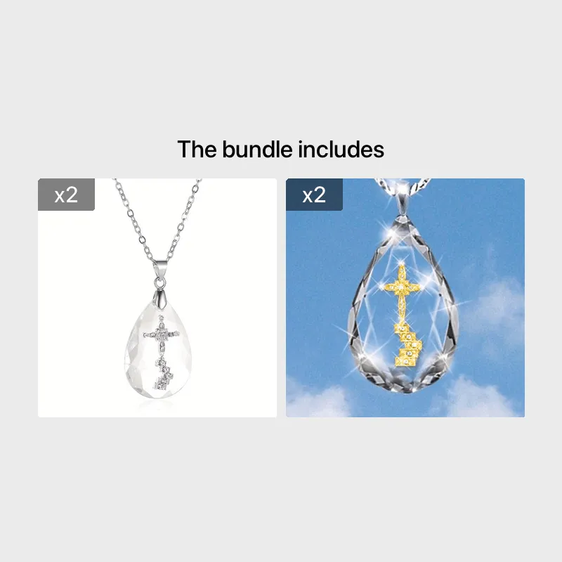 Crystal Cross Heavenly Ladder Pendant Necklace