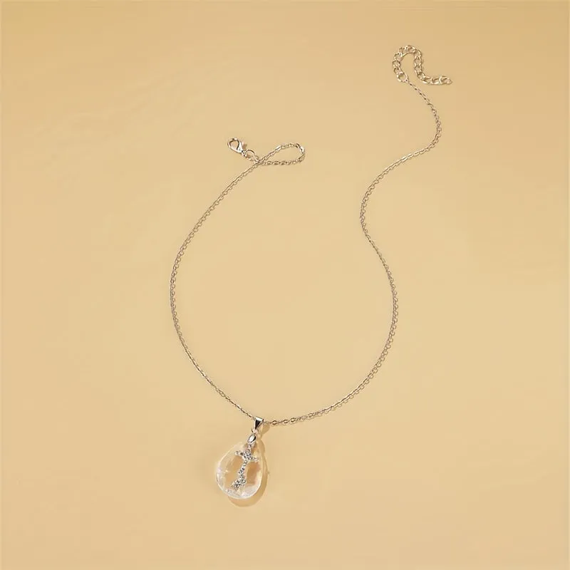 Crystal Cross Heavenly Ladder Pendant Necklace