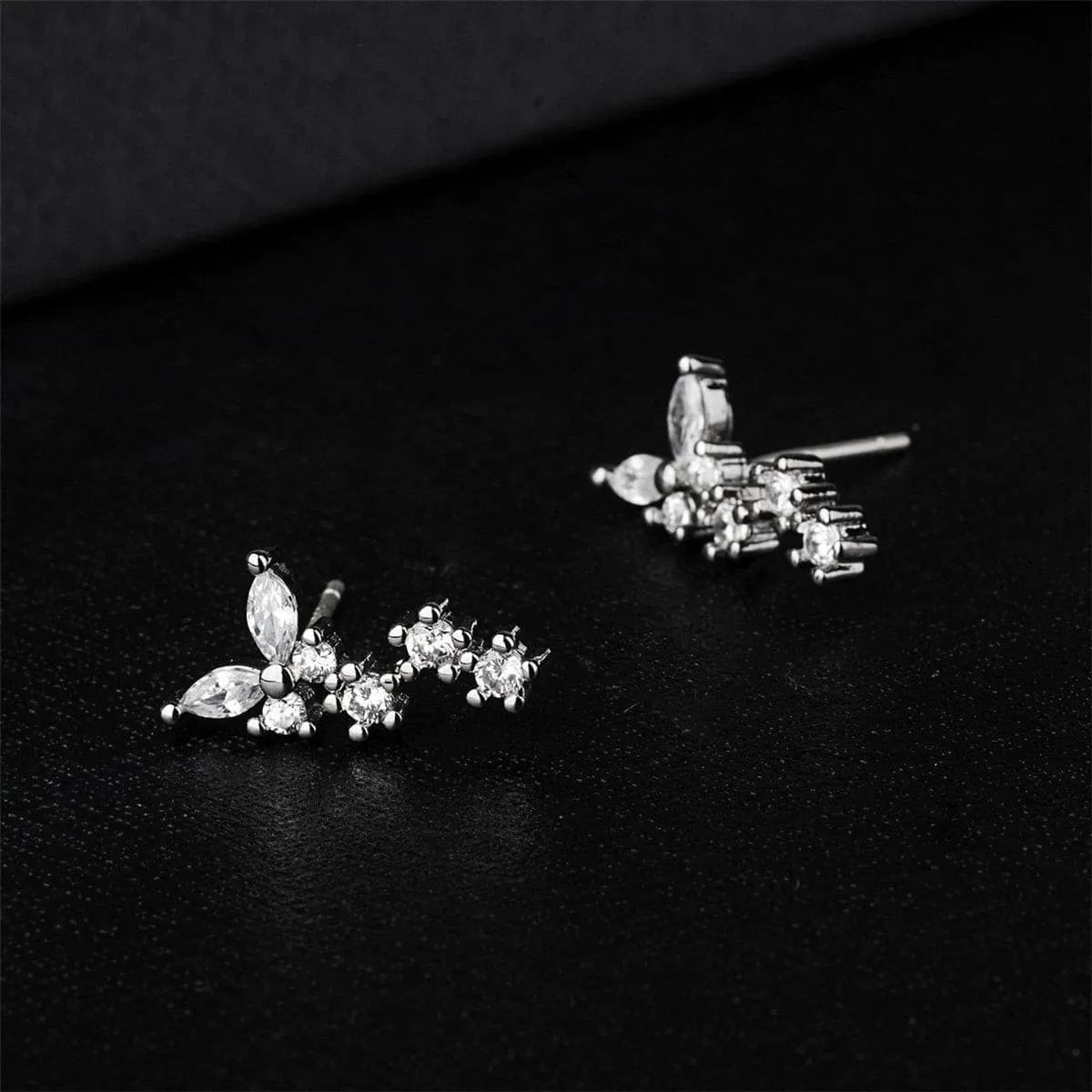 Cubic Zirconia & Silver-Plated Butterfly Drop Earrings
