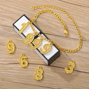 Custom Digital Year Anklet Personalized Gold Ankle Bracelet