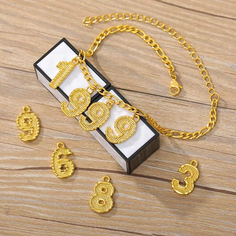 Custom Digital Year Anklet Personalized Gold Ankle Bracelet