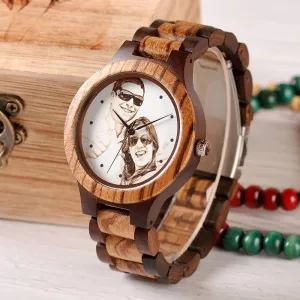 Customized Wooden Watches With Your Photo on Dial Personalized Gifts For Men