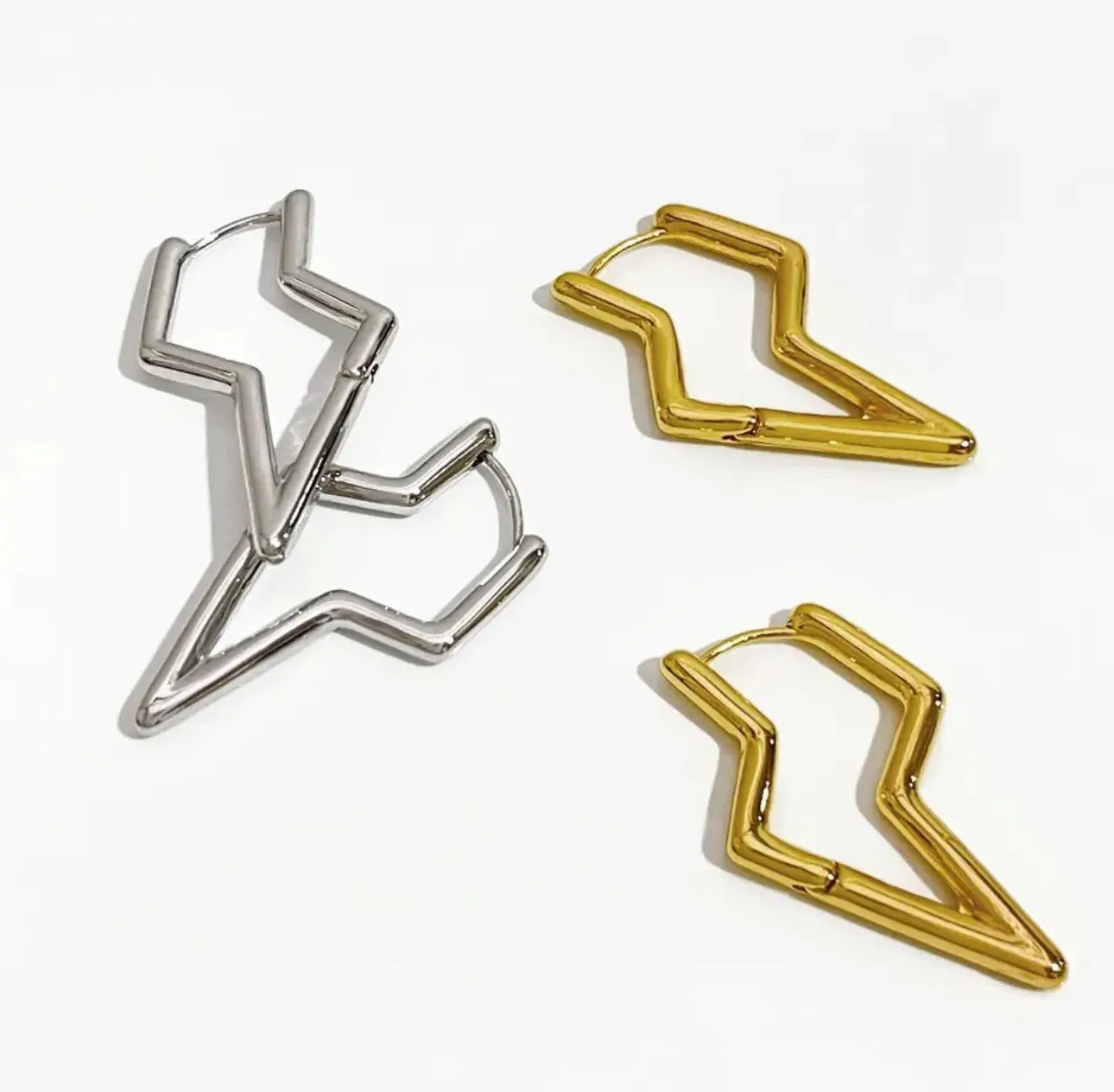 Cut out Metal Lightning Bolts Earrings | Erika Williner Designs