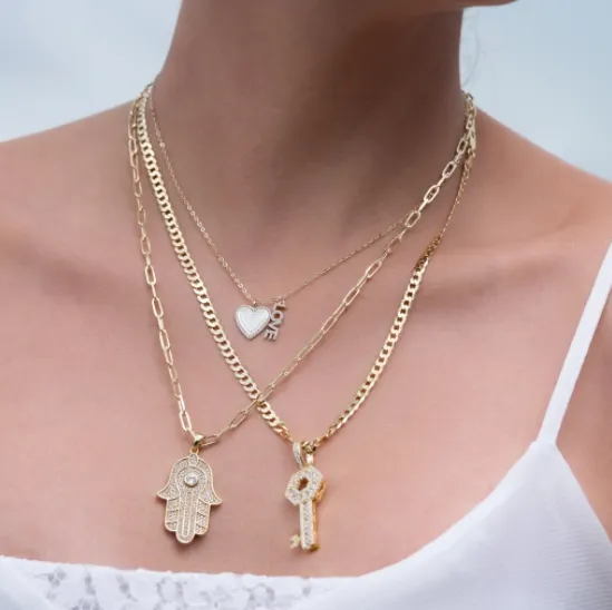 CZ Hamsa Charm Pendant