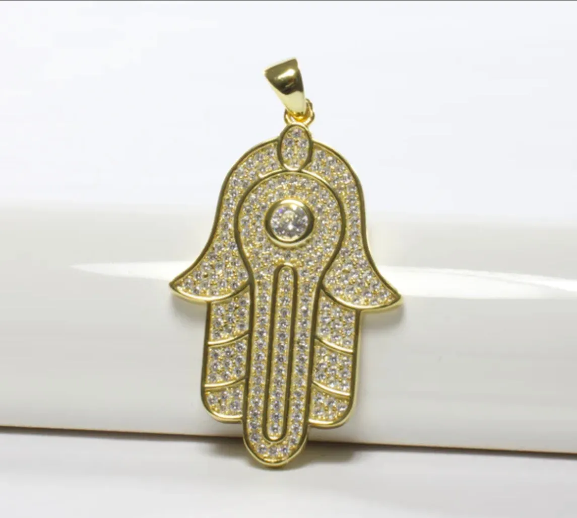 CZ Hamsa Pendant Necklace
