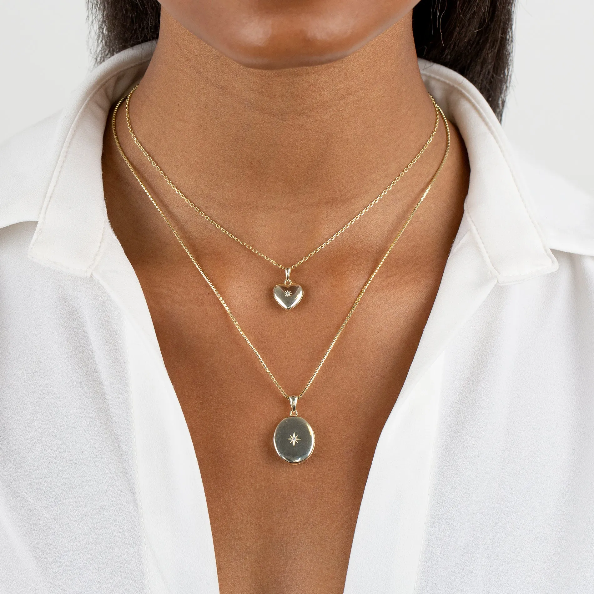 CZ Starburst Locket Box Chain Necklace