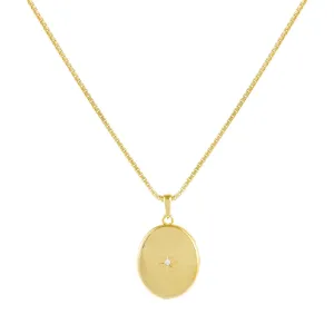CZ Starburst Locket Box Chain Necklace
