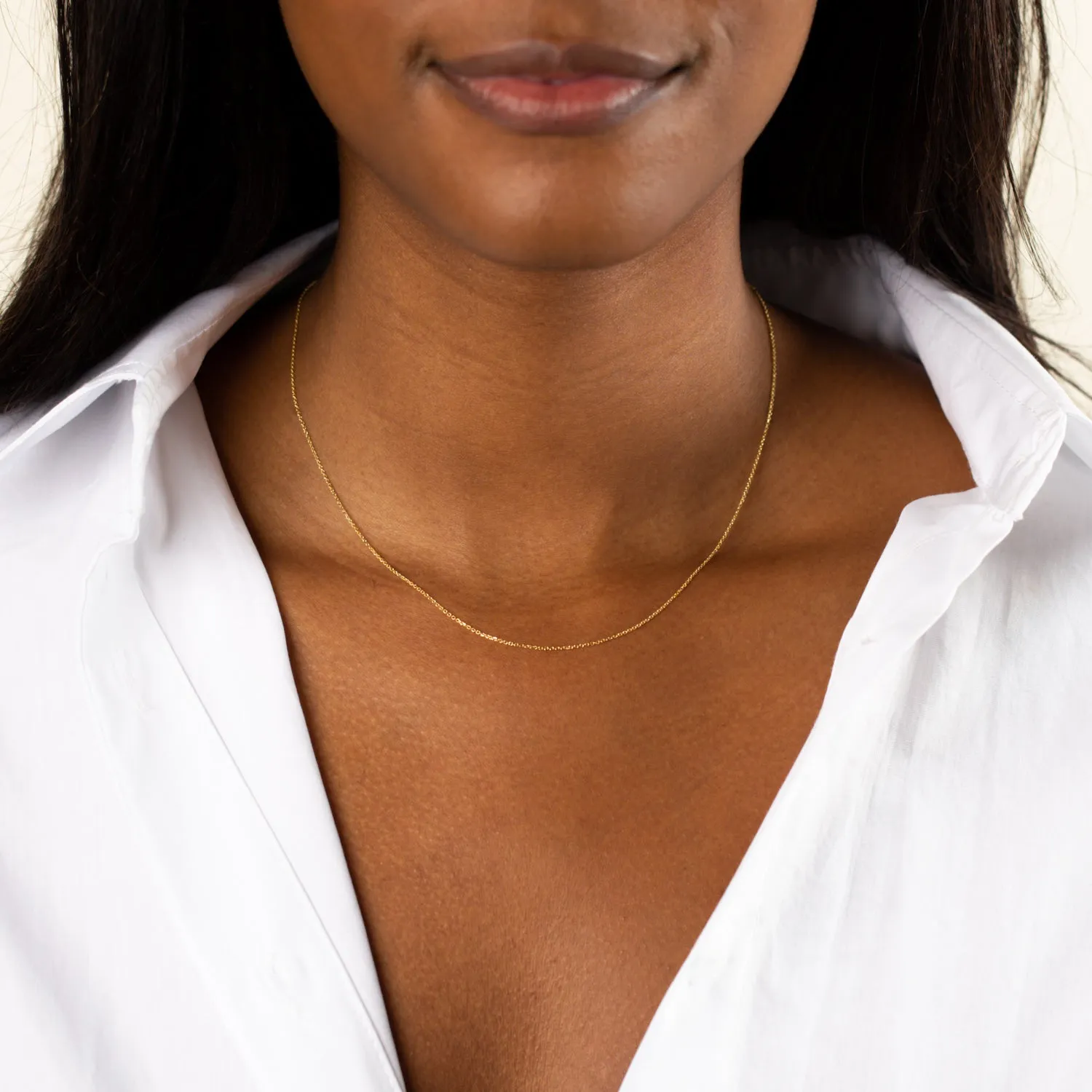 Dainty Cable Chain Necklace 14K
