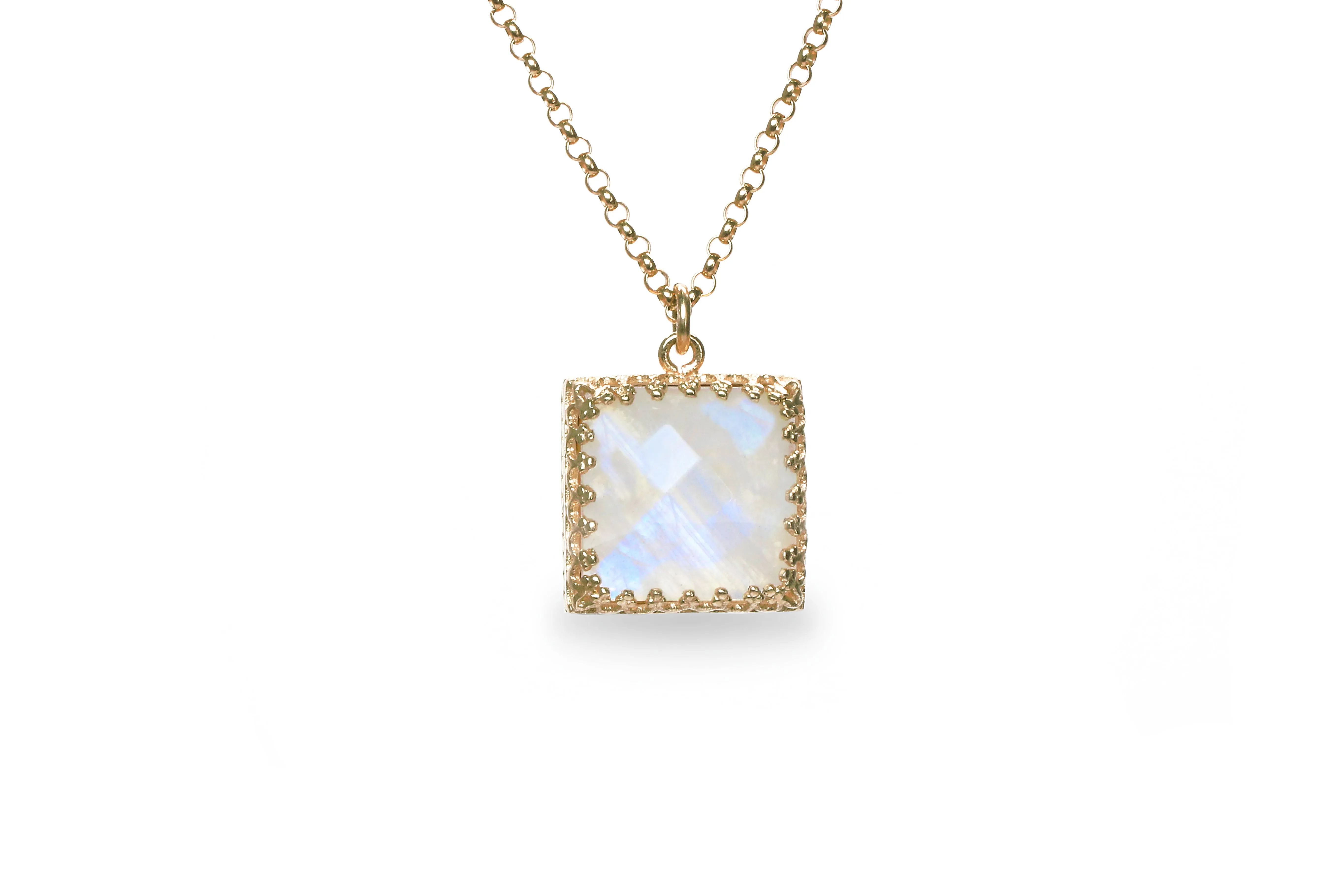Dainty Square Moonstone Necklace