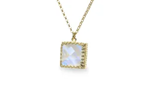 Dainty Square Moonstone Necklace