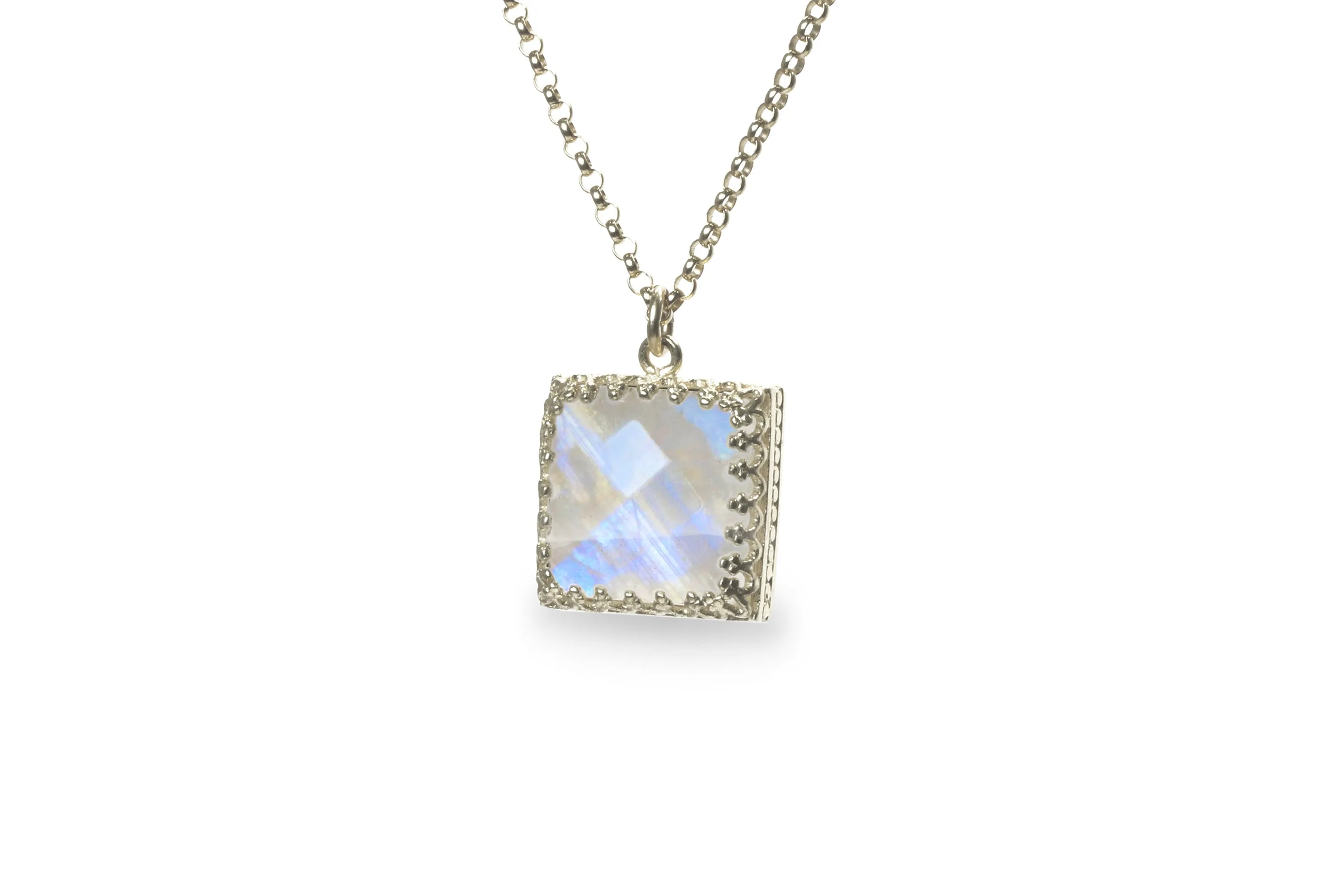 Dainty Square Moonstone Necklace