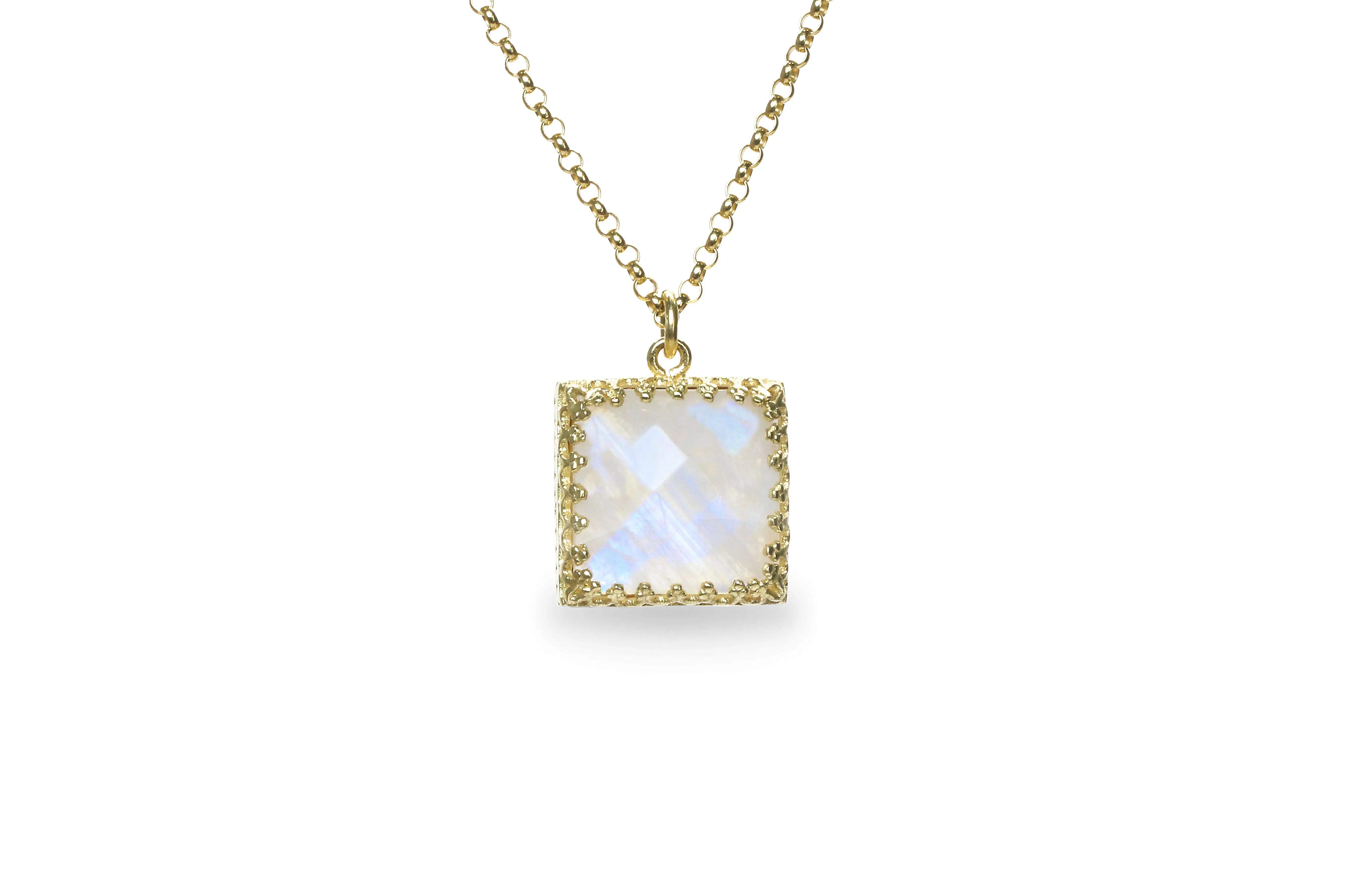 Dainty Square Moonstone Necklace