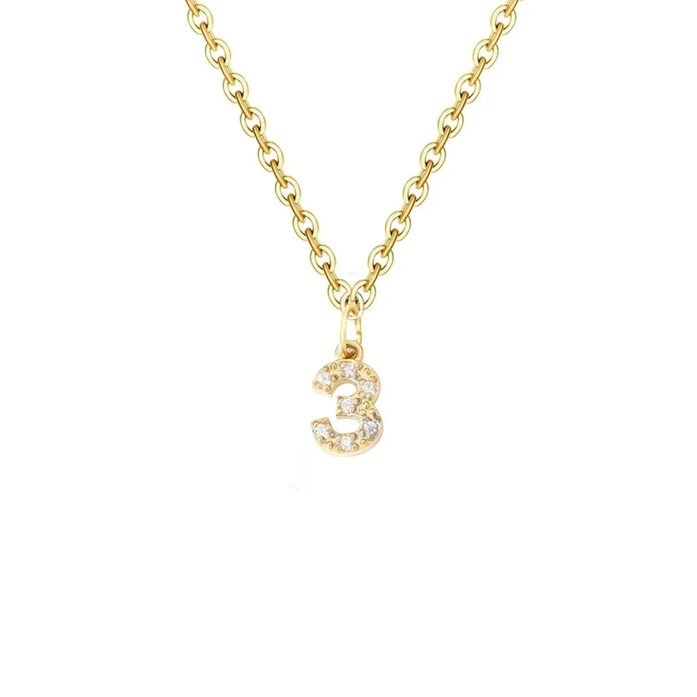 Dainty Zircon Letter Initial, Number, Symbol Chain Necklace