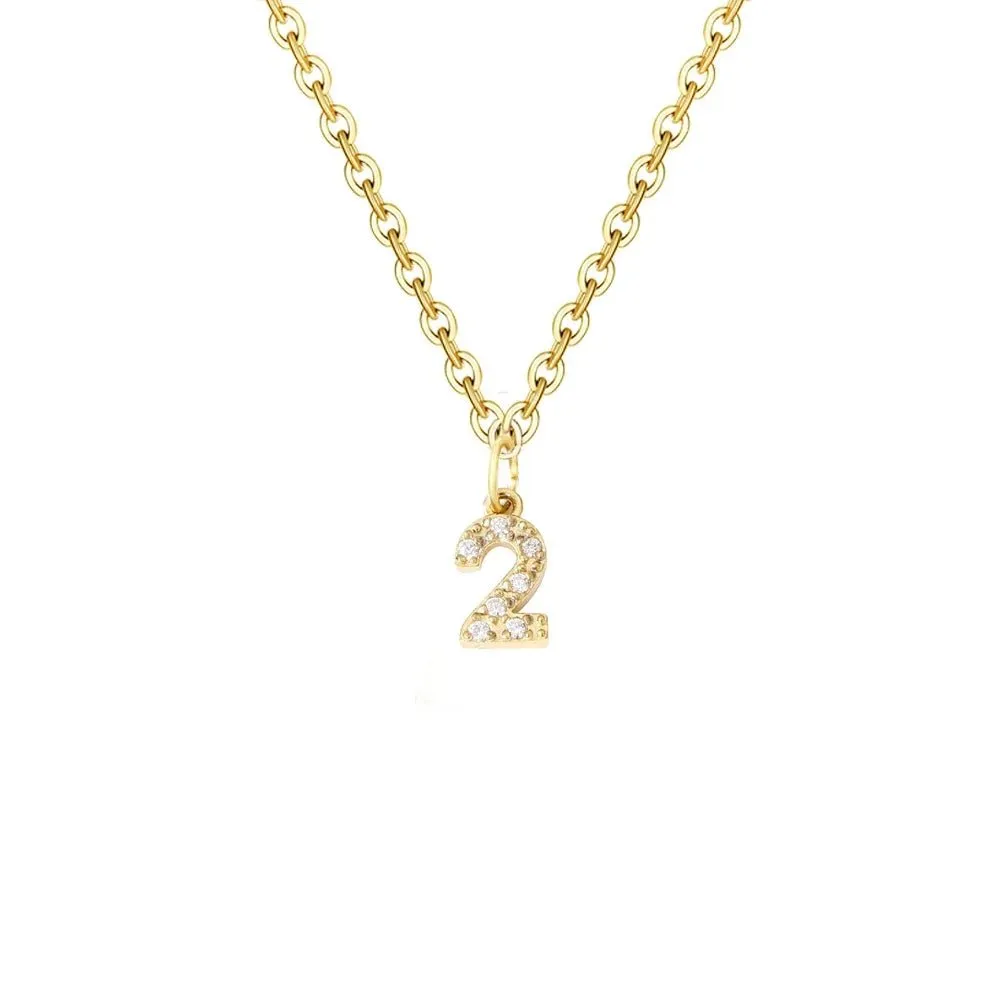 Dainty Zircon Letter Initial, Number, Symbol Chain Necklace