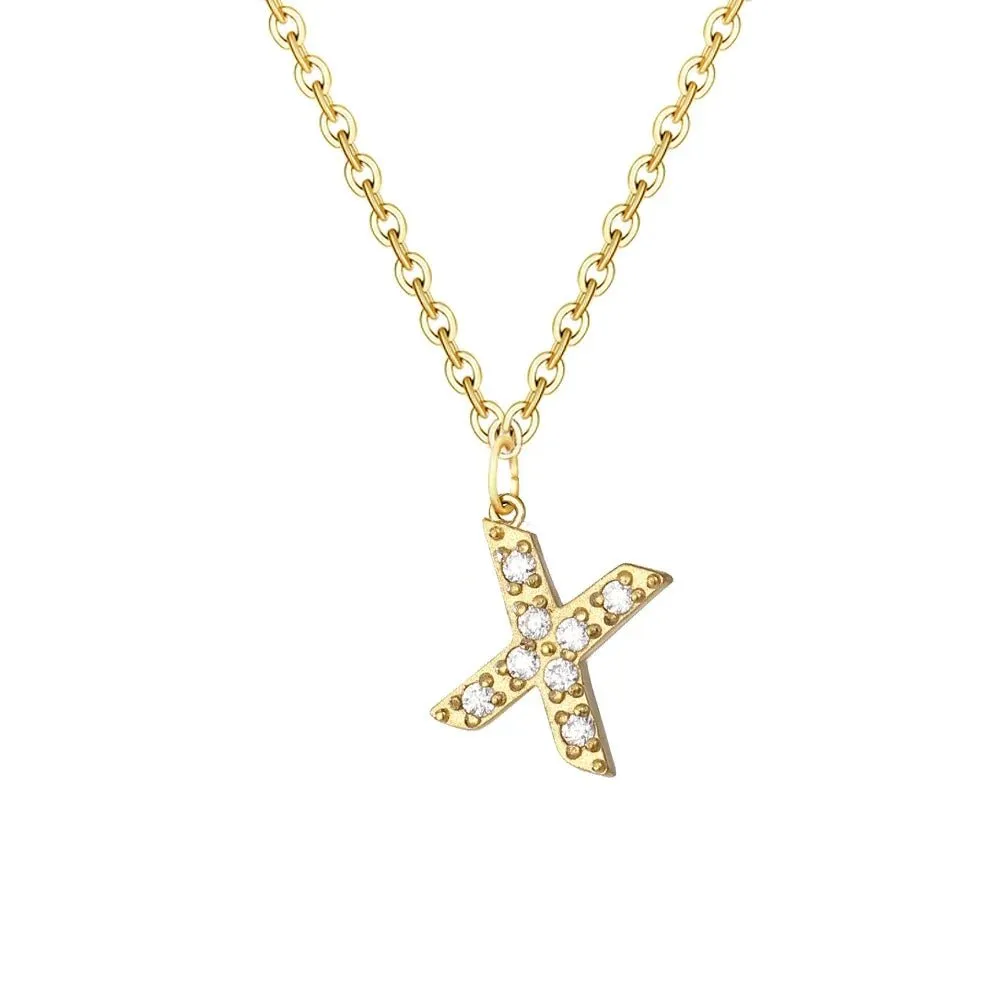 Dainty Zircon Letter Initial, Number, Symbol Chain Necklace