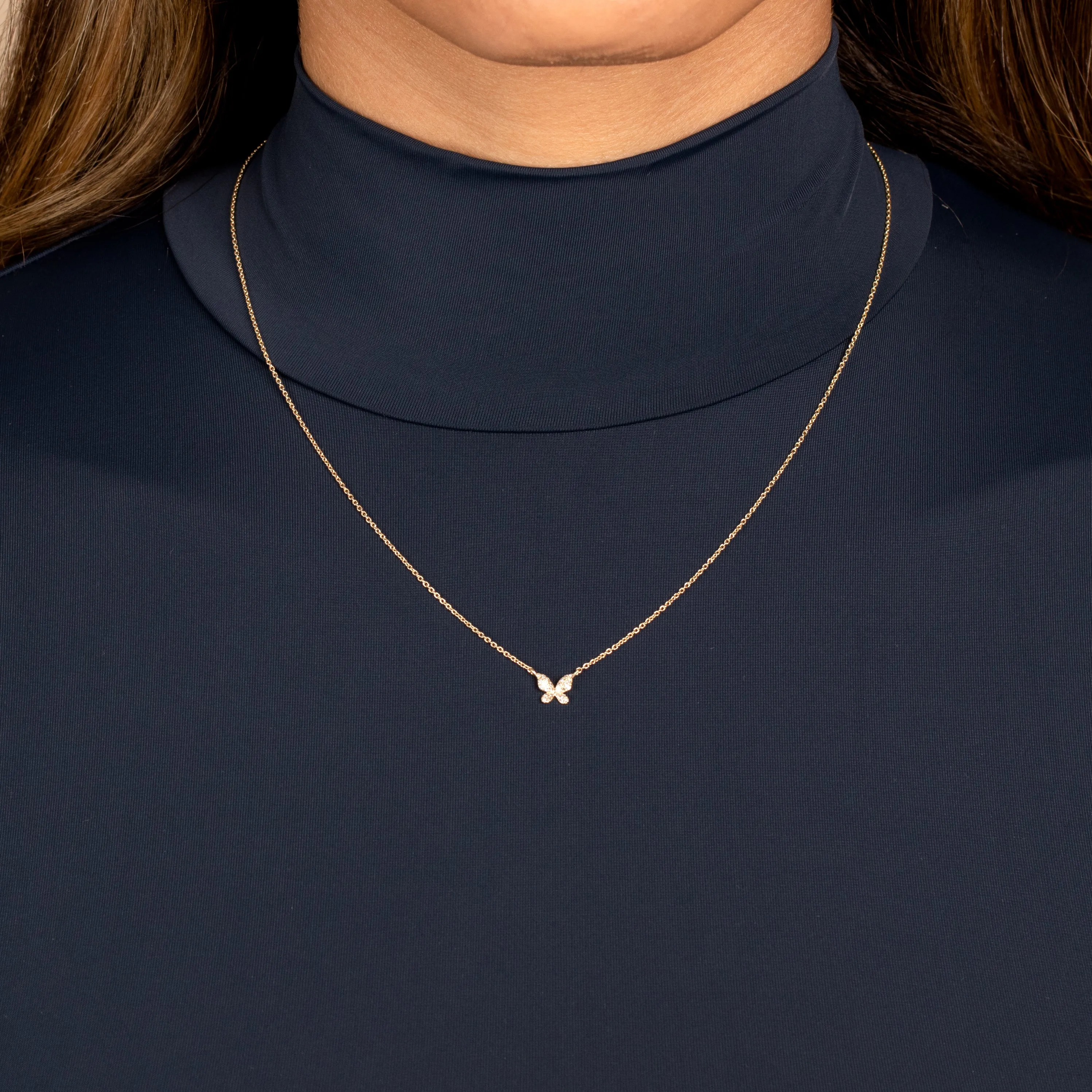 Diamond Butterfly Necklace 14K