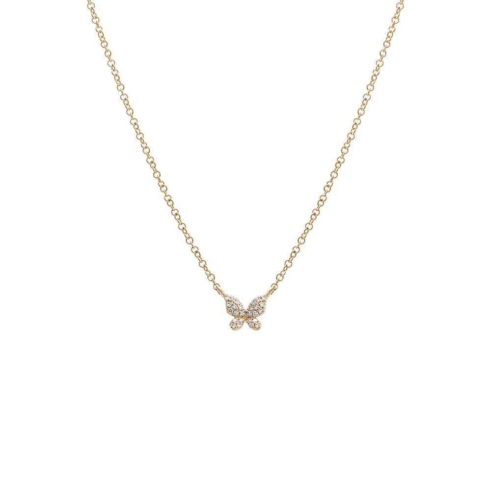 Diamond Butterfly Necklace 14K