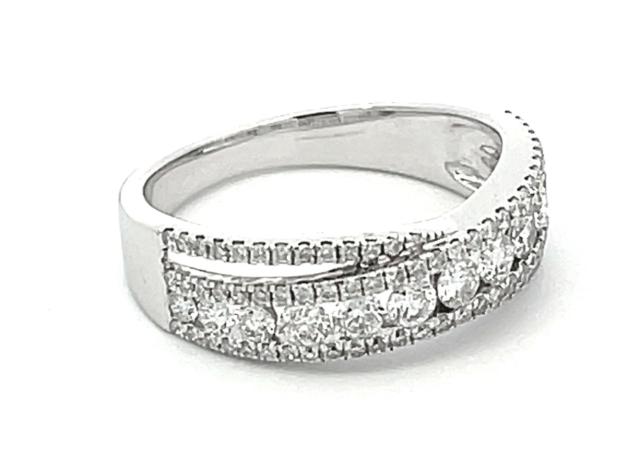 Diamond Cross Over Ring in 18k White Gold