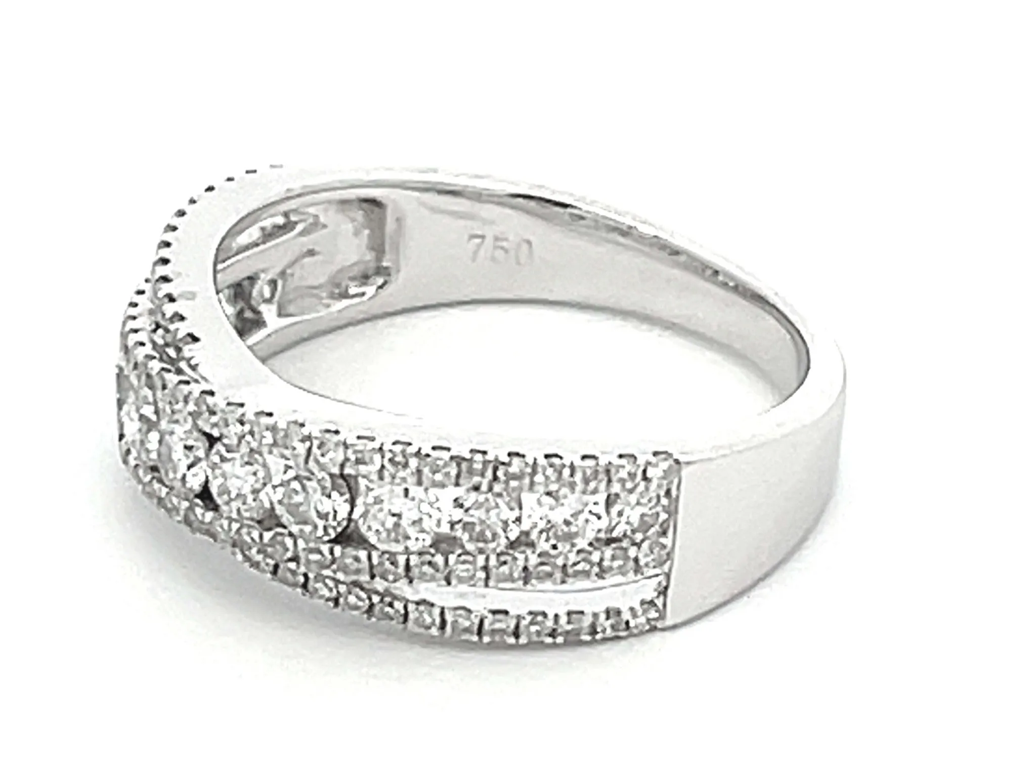 Diamond Cross Over Ring in 18k White Gold