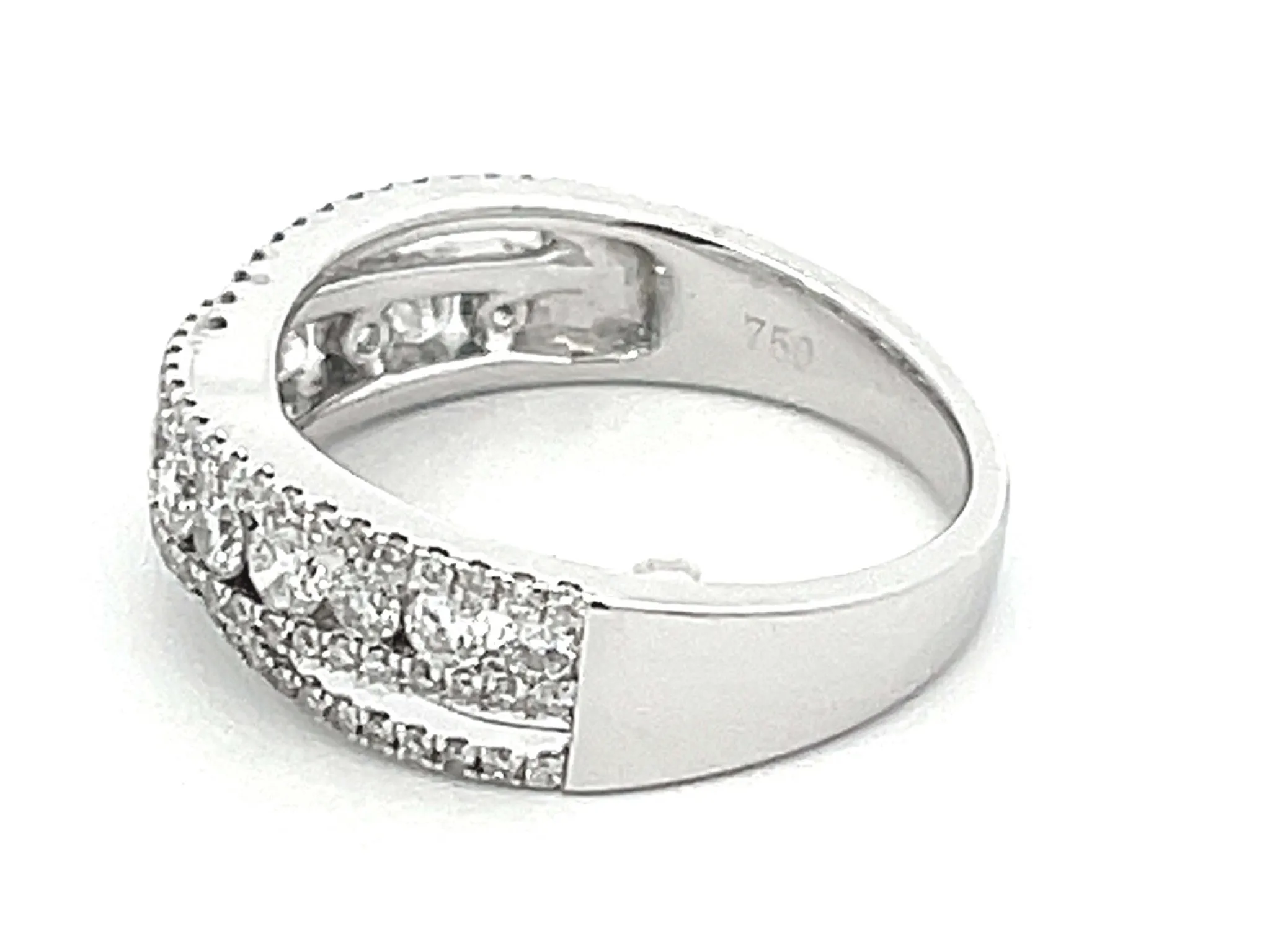 Diamond Cross Over Ring in 18k White Gold