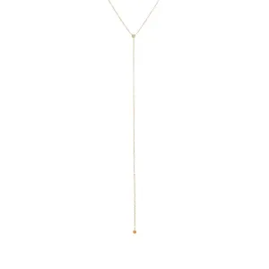 Diamond Double Solitaire Bezel Lariat Necklace 14K