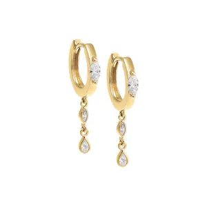 Diamond Marquise Drop Huggie Earring 14K