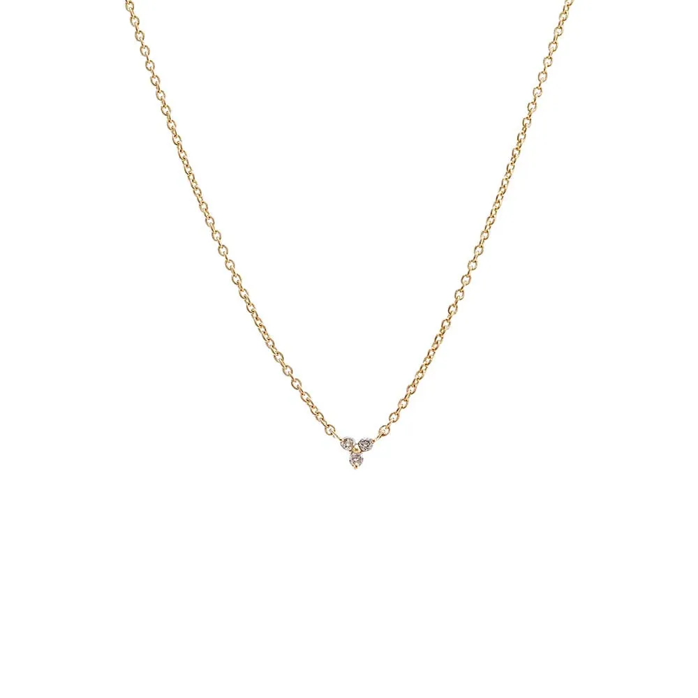 Diamond Mini Trio Cluster Necklace 14K