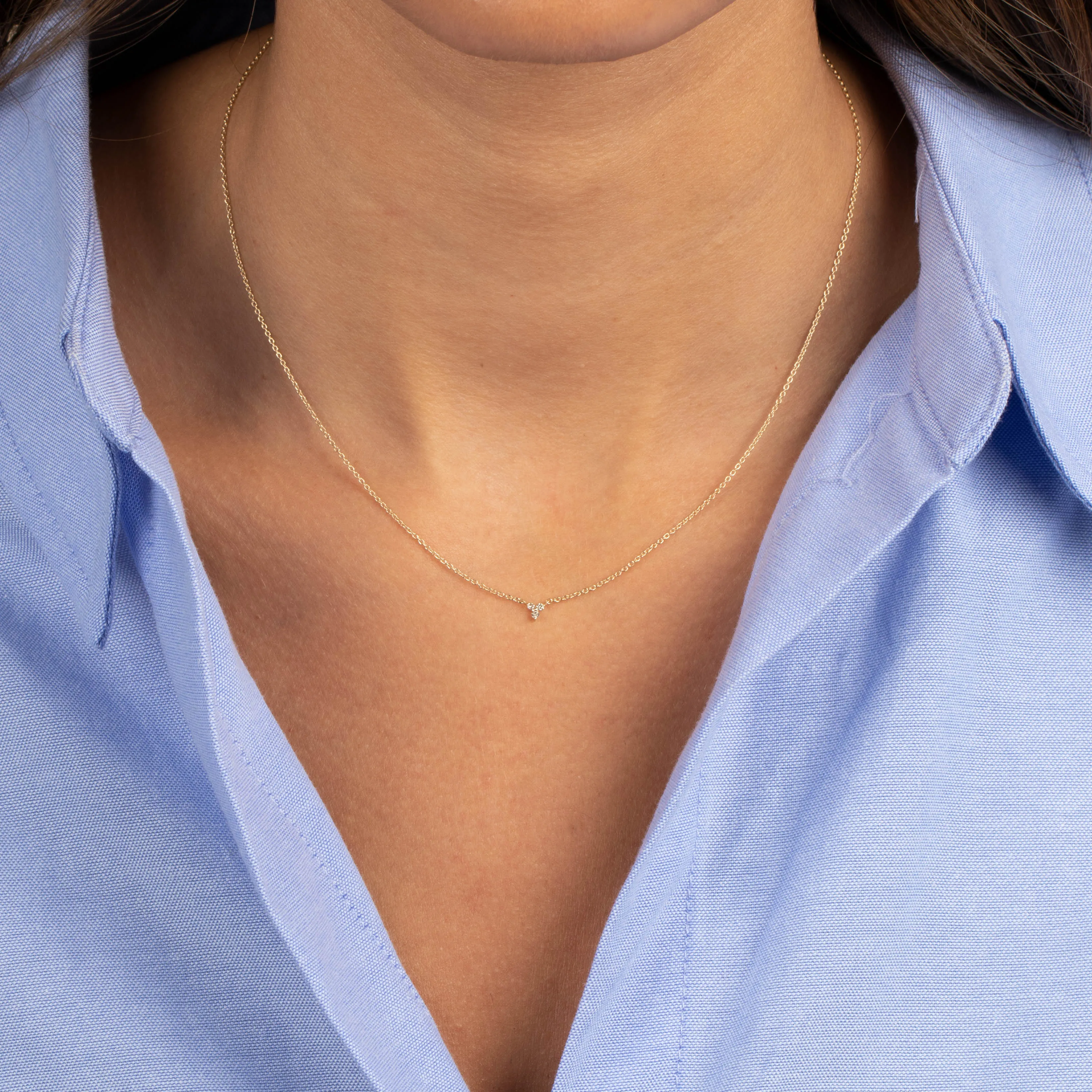 Diamond Mini Trio Cluster Necklace 14K