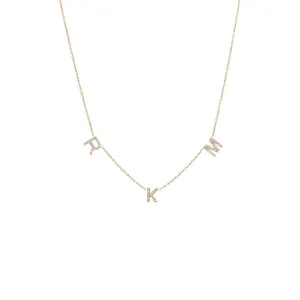Diamond Pave Triple Initial Necklace 14K