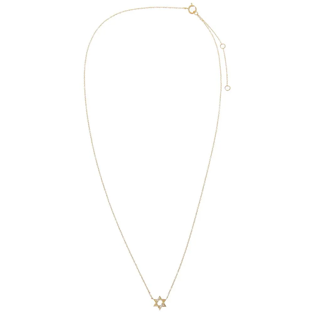 Diamond Pave/Solid Star Of David Necklace 14K