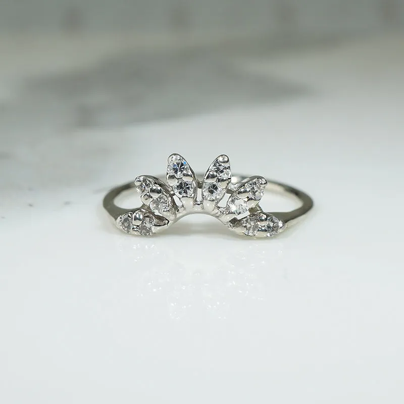 Diamond Set Leafy Curved Wedding Band